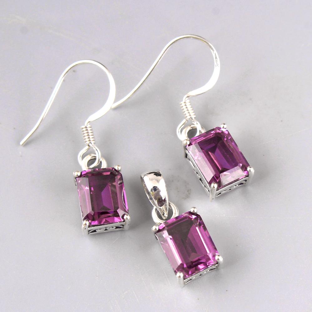 Nano Smaragd Sett, Sølv Charm Smykkesett, 925 Sterlingsølv Håndlagde Smykker, Edelstensmykker, Gave Til Henne