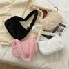 Simple Design Women Soft Plush Hobos Shoulder Bags Winter Furry Ladies Clutch Purse Handbag Fashi Female  Underarm Bag