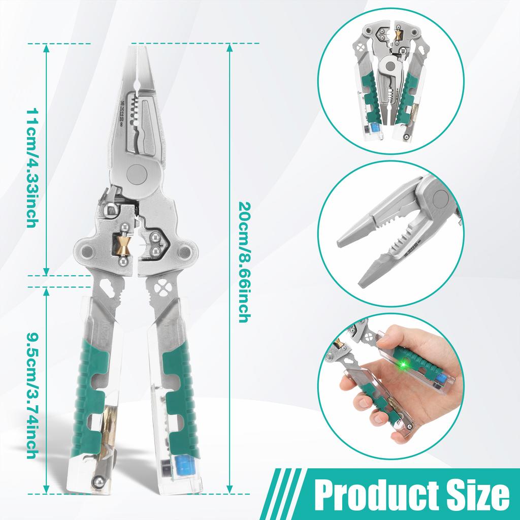 Multifunctional Foldable Wire Stripper Crimper Cable Cutter Pliers Electrician DIY Cable Cutting Wiring Pulling Stripping Tools