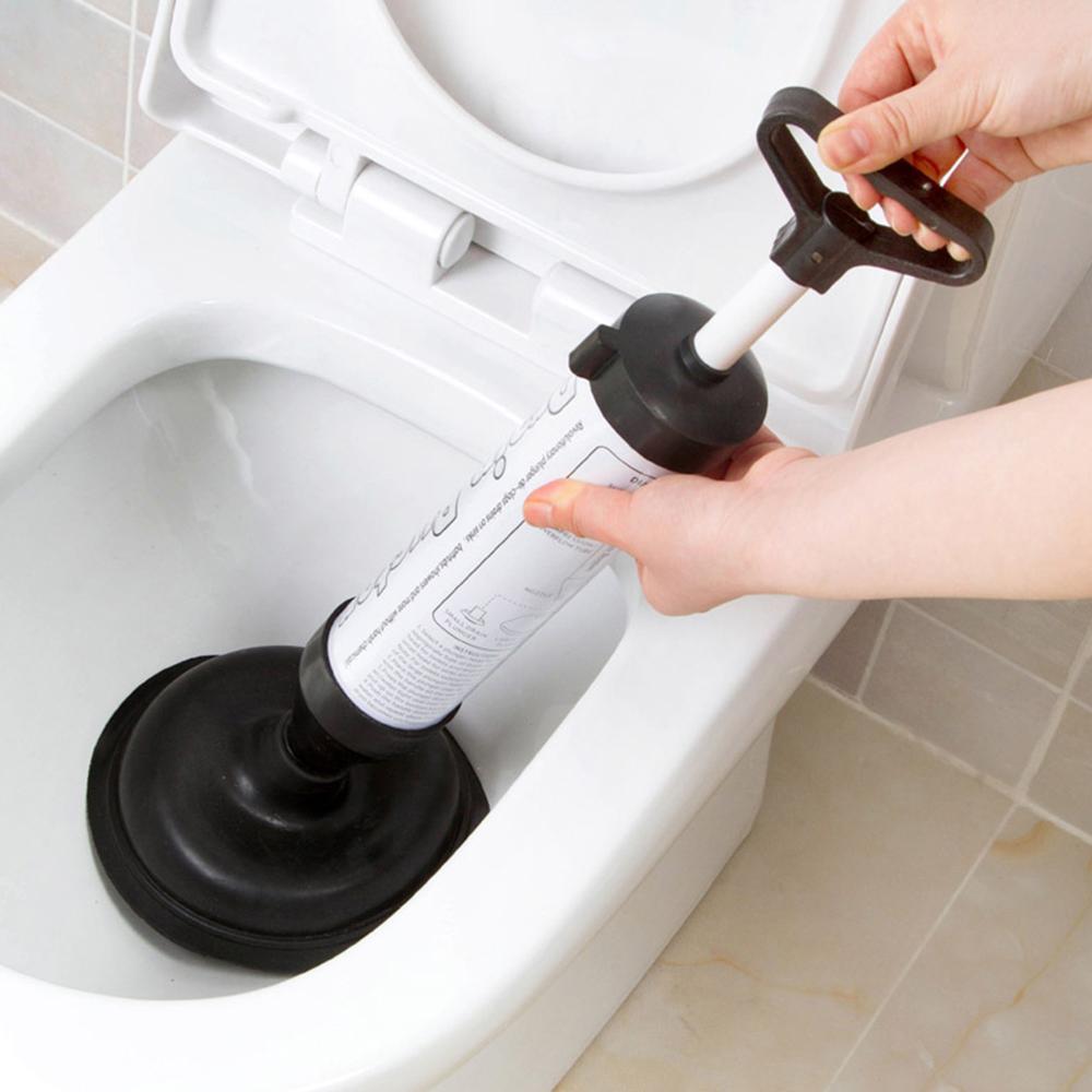 Handle Toilet Suction Plunger with Two Suckers High Pressure Bathroom Showeroom Bathtub Drain Buster Cleaner Tool