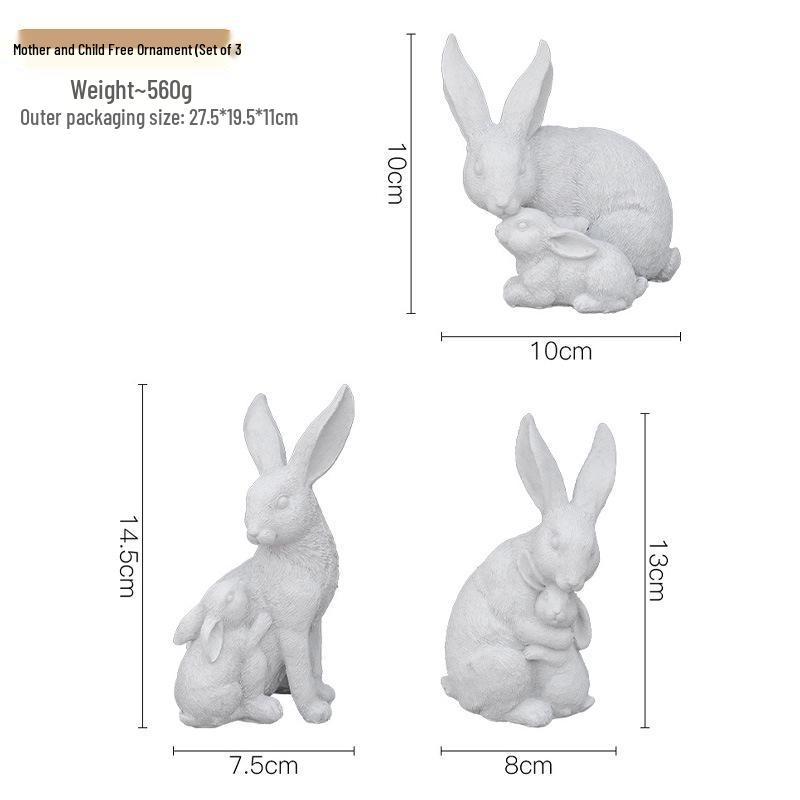 Nordisk Söt Vit Kanin Hartsfigur - Heminredning & Foto Rekvisita