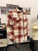 Men's Thickened Plaid Shirt Jacket with Lapel and Pockets - Autumn/Winter