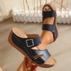 Fashion Vintage Slip On Soft Sole Wedge Heels Sandals Women Metal Buckle Decoration Slippers Women 2025 Casual Driving Beach Shoes