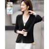 Women's Merino Wool Silk Blend Faux Two-Piece Knit Cardigan