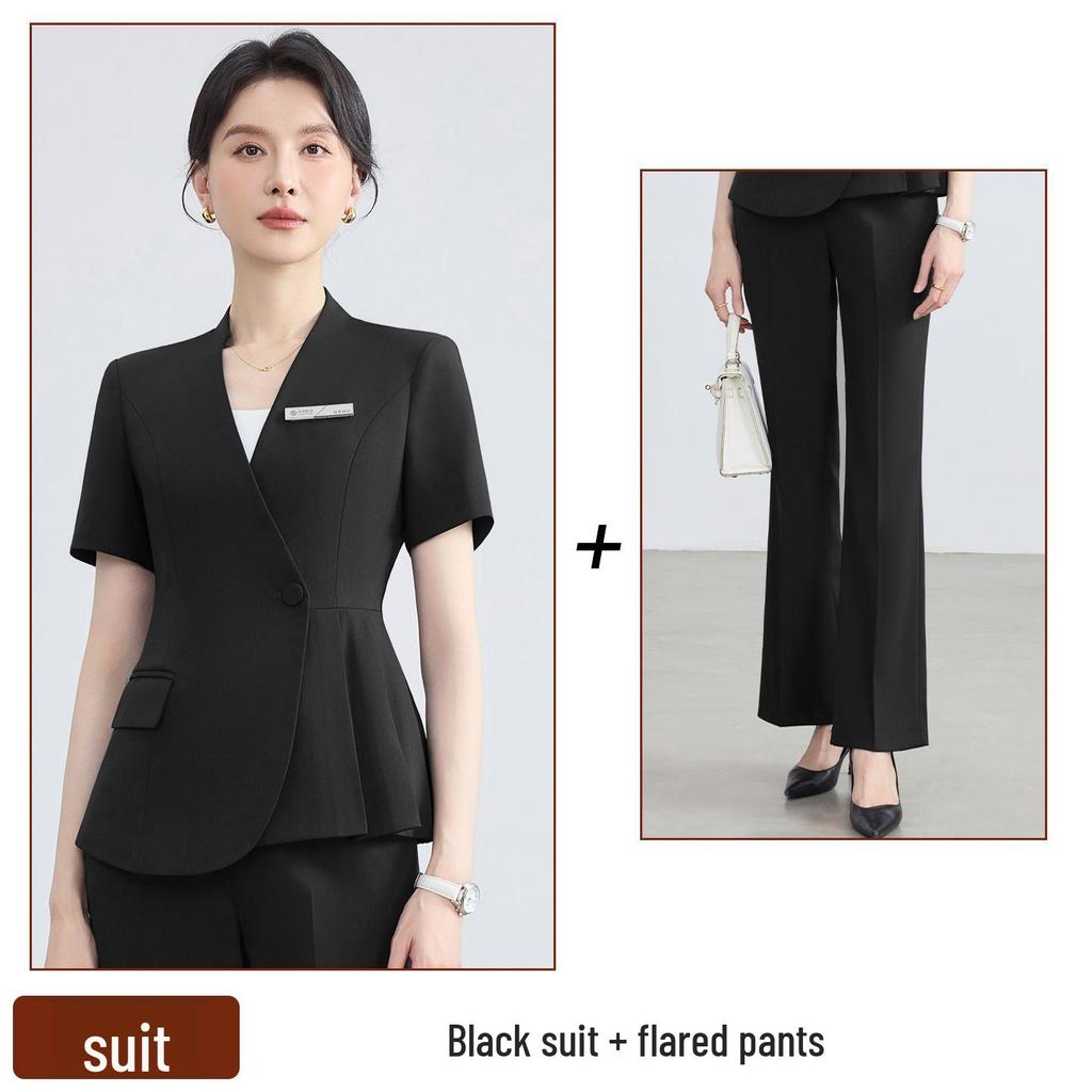 2026 Women's Summer Professional Suit: Short Sleeve Formal Fashion for Hotel Reception and Jewelry Store Workwear