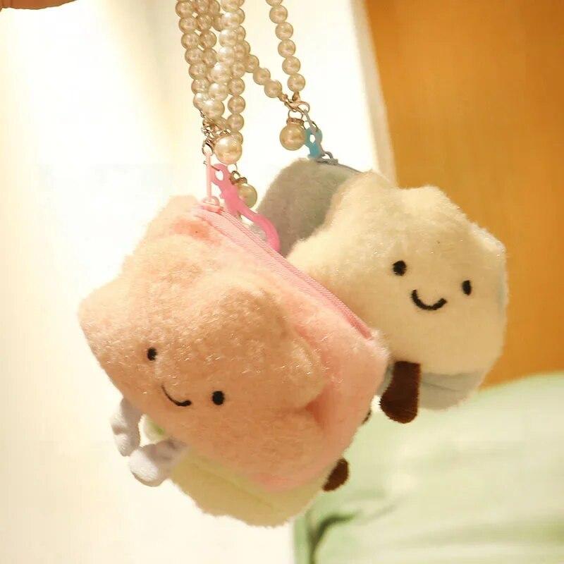 Мультяшный плюшевый брелок для ключей с белым облаком — фото 3