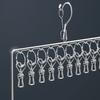Windproof Stainless Steel Sock Drying Rack, Clothes Drying Hanger for Bras and Underwear (2 Layers, 20 Clips)