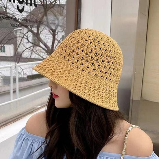 Mori Style Women's Wide Brim Straw Hat with Bow and Satin Ribbon, Sun Protection for Summer Travel and Beach Outings.