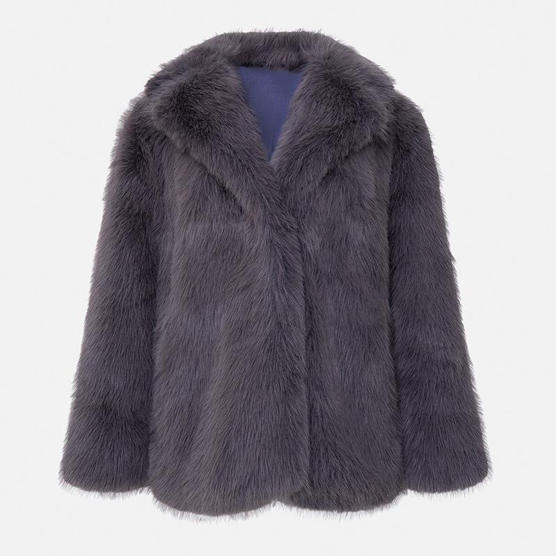 Giacca Invernale Calda Soffice Pelosa da Donna Lunghezza Media Spesso Peluche Shaggy Cappotto Esterno Femme Moda