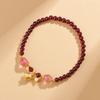 Flower Red Beaded Bracelet Calabash Beads Bangles Vintage Lucky Pendant Bracelet  Gift
