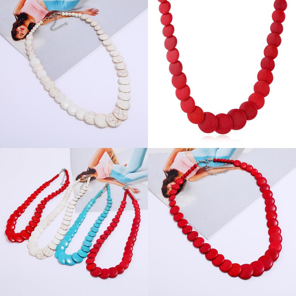Elegant Boho Artificial Turquoise Necklace Long Pendant For Travel And Events