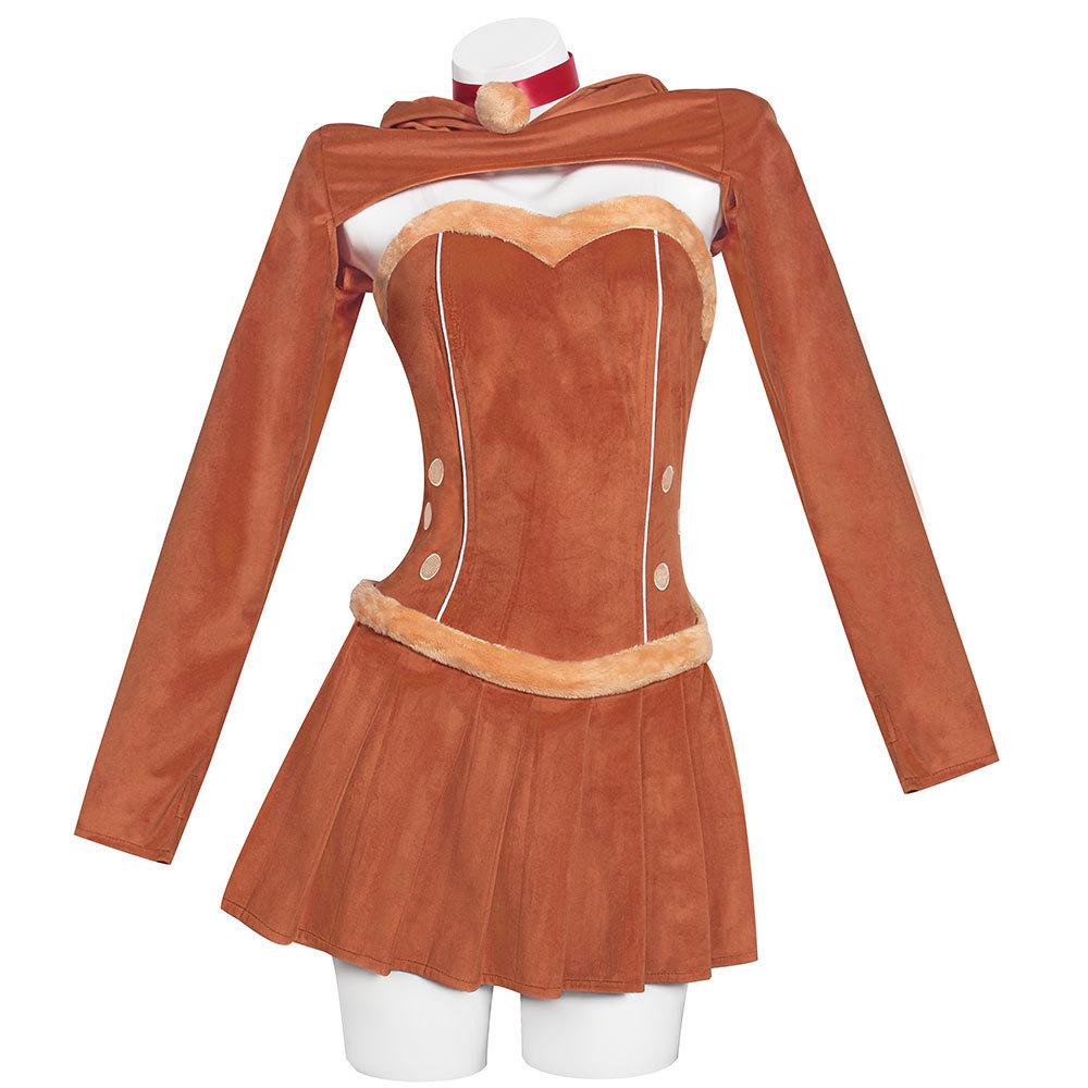 Christmas Reindeer Cosplay Costume With Fuzzy Material For Holiday Parties