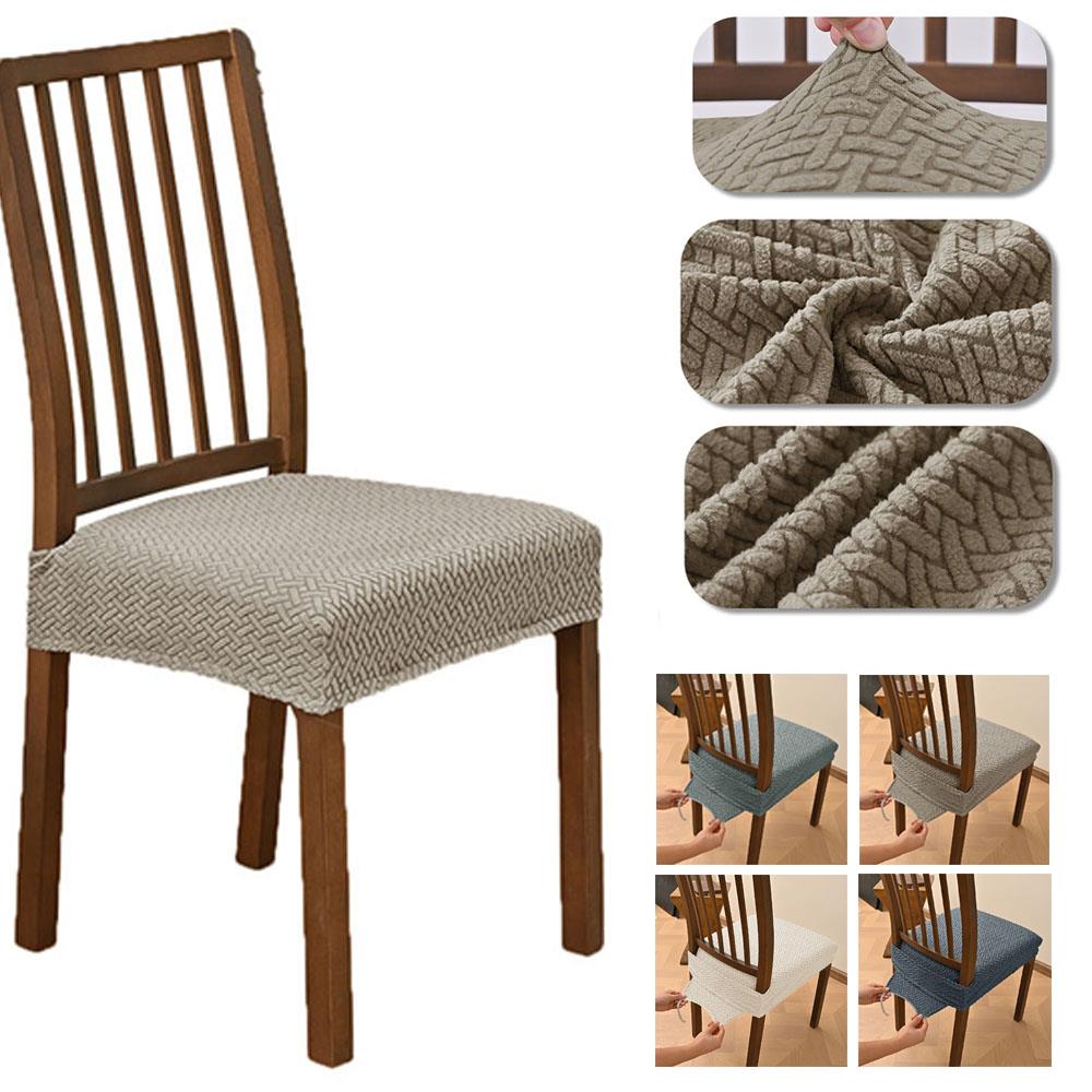 Durable Jacquard Chair Seat Covers Removable Washable Anti-Dust Stretch Dining Room Chair Cushion For Office Home Seat Slipcover