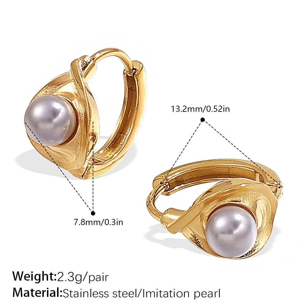 Personalized Imitation Pearl Premium Earrings Niche Design Stainless Steel Gold Rhinestone Versatile Earrings