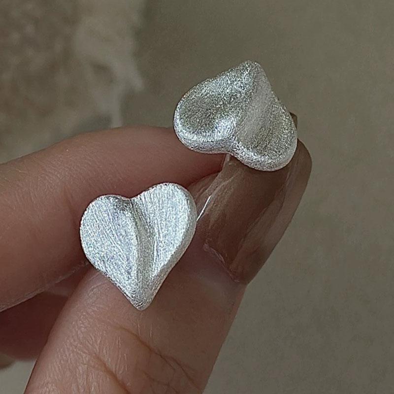 925 Sterling Silver Vintage Earrings For Women Trendy Simple Shinng Heart Earring Jewelry Prevent Allergy Party Accessories