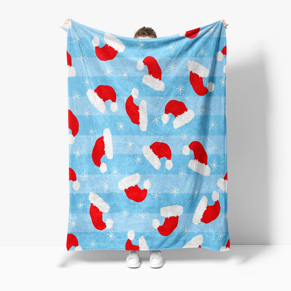 Soft Christmas Throw Blanket Reindeer Santa Claus Holiday Flannel Bedspread Cozy Home Decor Gift Festive Winter Warm Decorative
