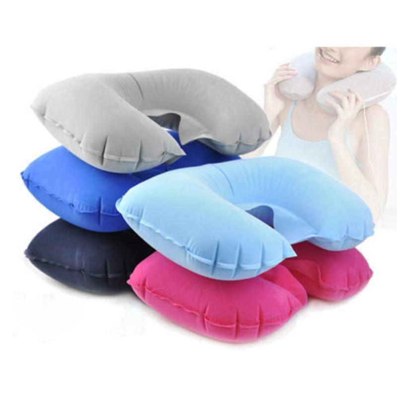 U Pillow Inflatable Comfortable Outdoor Portable Travel Neck Guard Flocking
