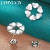925 Sterling Silver Heart Flower Stud Earrings For Women Fashion Party Jewelry