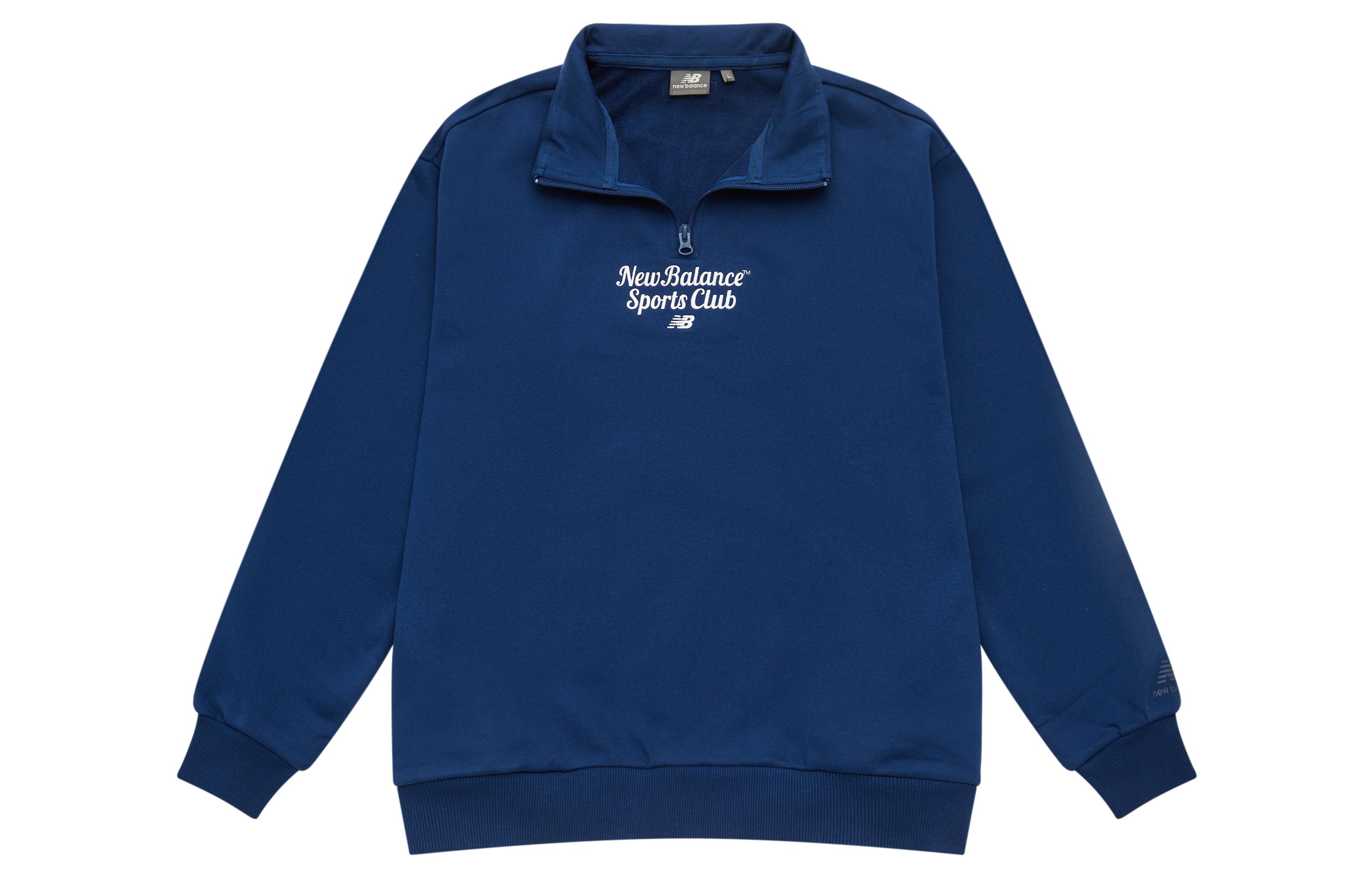 New Balance Sports Club Sweatshirts Unisex Blue Polo Collar Moderate Regular 5CD38071-NV XL