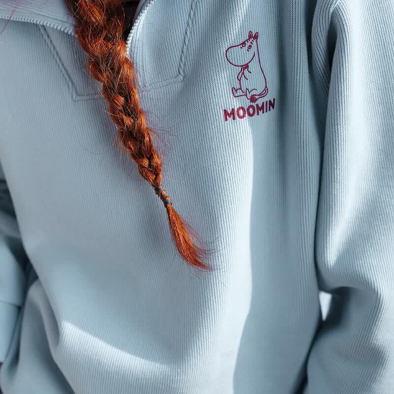 Minibala Moomin Girls' Ribbed Zipper Collar Sweatshirt
