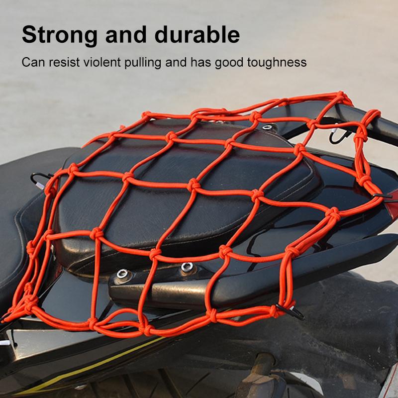 SEAMETAL Motorcycle Luggage Net Hold Fuel Tank Helmet Storage Trunk Bag Elastic Mesh with 6 Adjustable Hooks