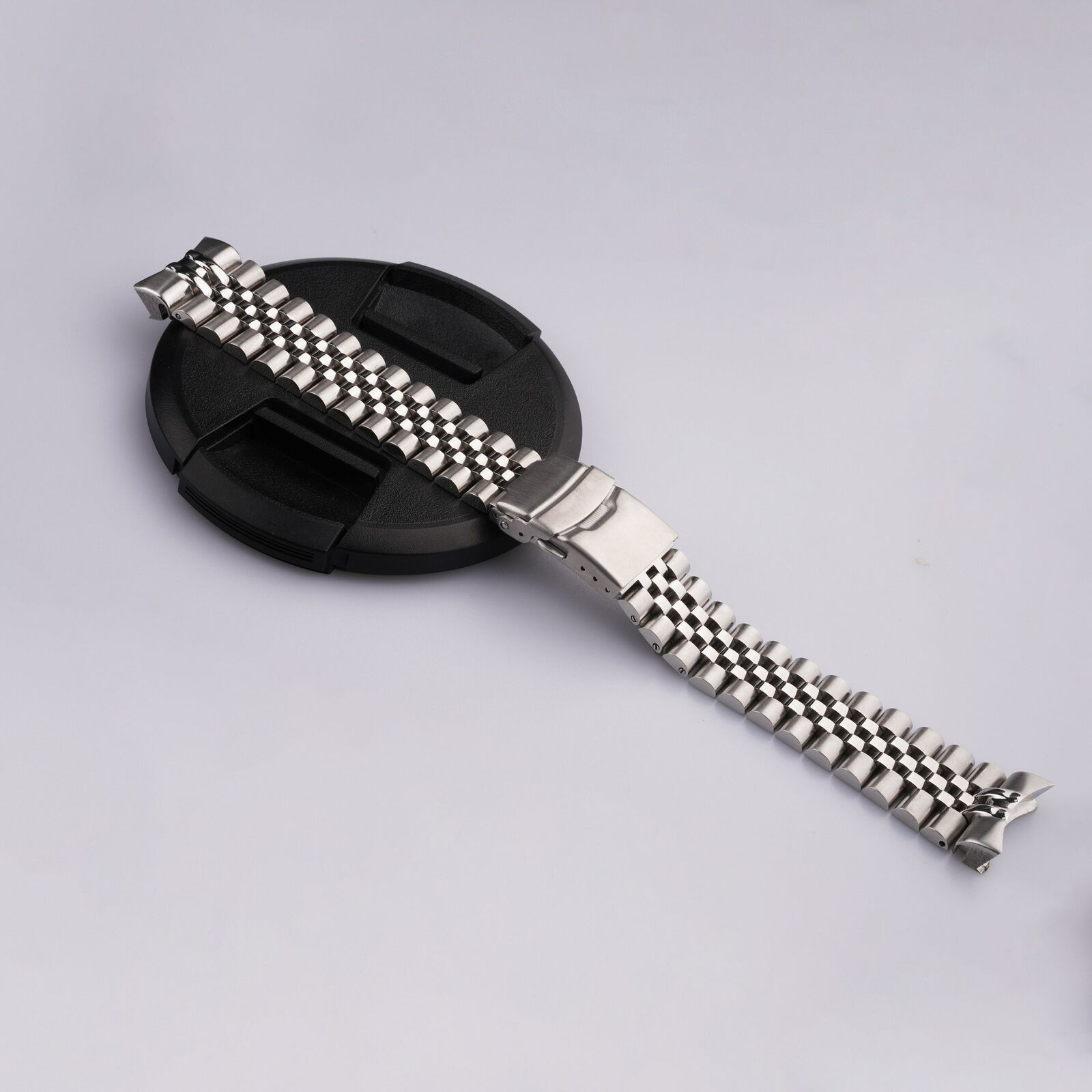 22mm 316L Stainless Steel Solid Silver Jubilee Replacement Wrist Watch Band Bracelet Luxury End Curved for Seiko 5 SRPD53K1 22 mm
