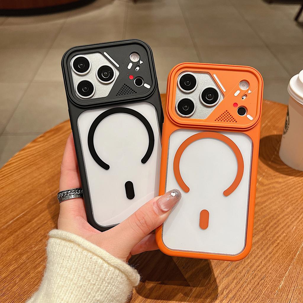 Yadun transparent B-ring magnetic mobile phone case is suitable for Apple 17PROMAX mecha wind lens anti-drop 16 personality 11