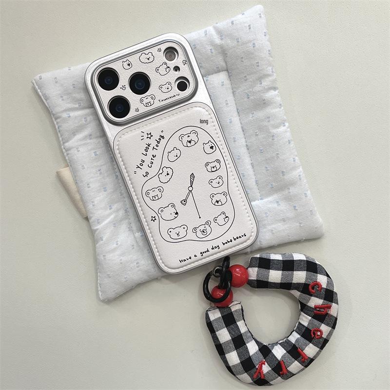 Little Bear Window Clock iPhone 15/14 Case - Apple 17/16 Pro Max Compatible, Anti-Drop Cover