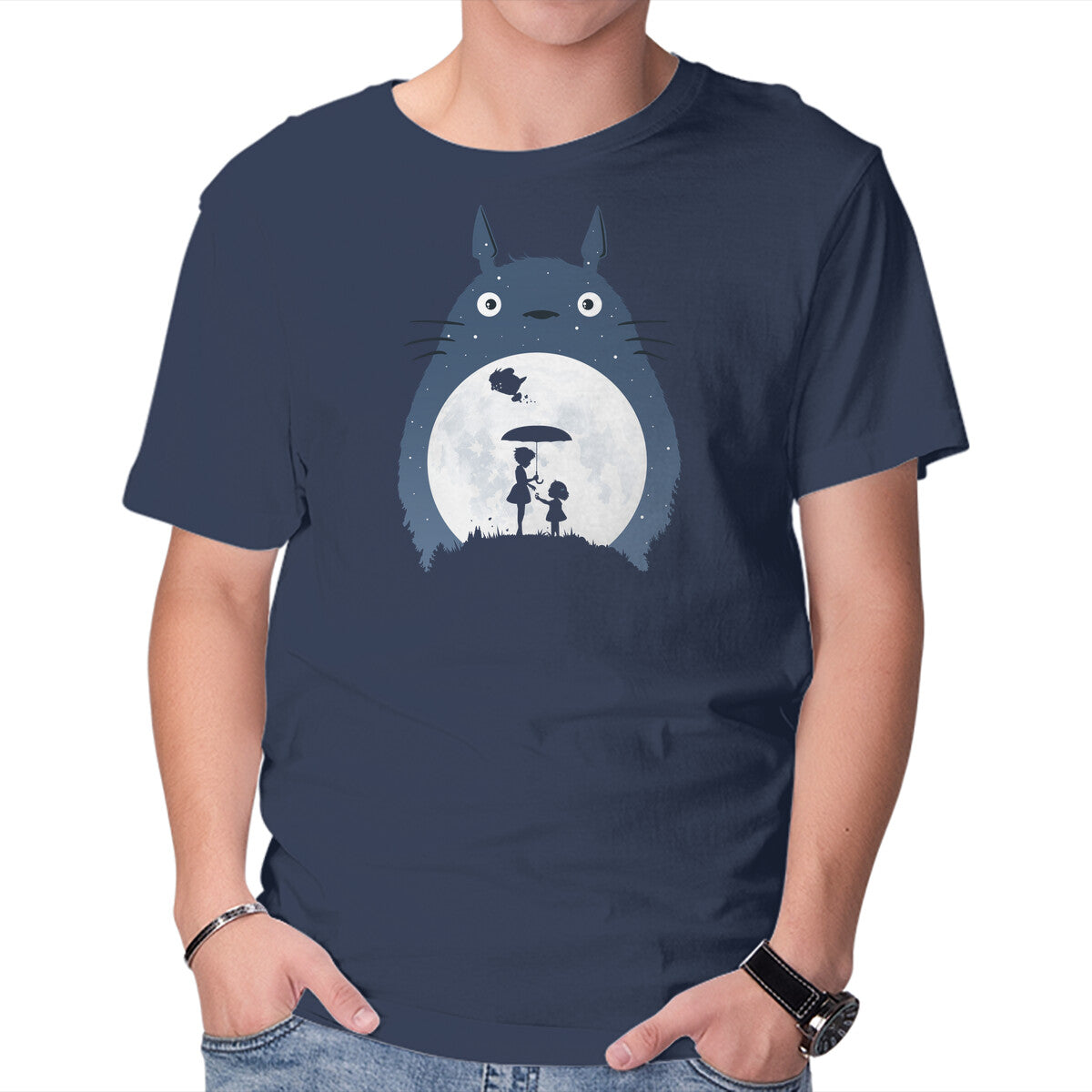 Unisex Crew Neck T-Shirt Moonlight Flight Graphic Short Sleeve Casual Tee L