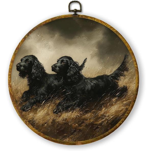 QZQE Vintage Western Cowboy Oval Wall Art Decor Framed, Rustic Country Cowboy Rodeo Oval Canvas Prints, Retro Western Horse Wall Hanging Decor for