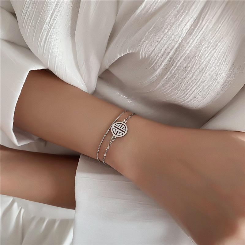 Double Layer Korean Fashion Titanium Steel Friendship Bracelet for Women - Simple, Stylish, and Trendy