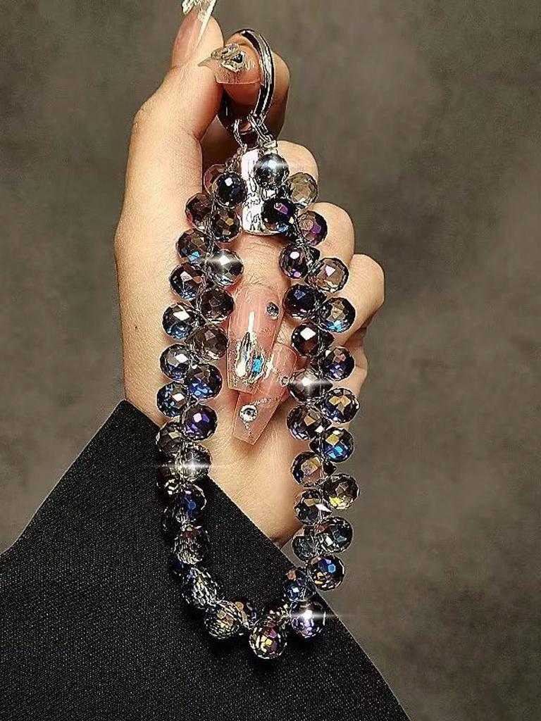 Telefon Anti-Verlust-Lanyard Schlüssel Kurzer Handgelenk-Anhänger Bunter Macaron-Anhänger mit runder Perle Damen-Handkette Handy-Lanyard