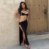 New Spring and Summer Women's Clothing Personality Contrast Color Camisole Sexy Slim Side Slit Skirt Suit