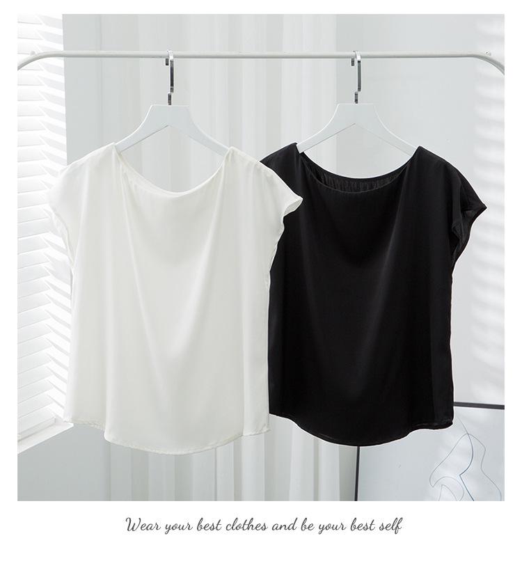 Women's Loose Silk Mulberry Short-Sleeve T-Shirt - Korean Style Sleeveless Summer Top