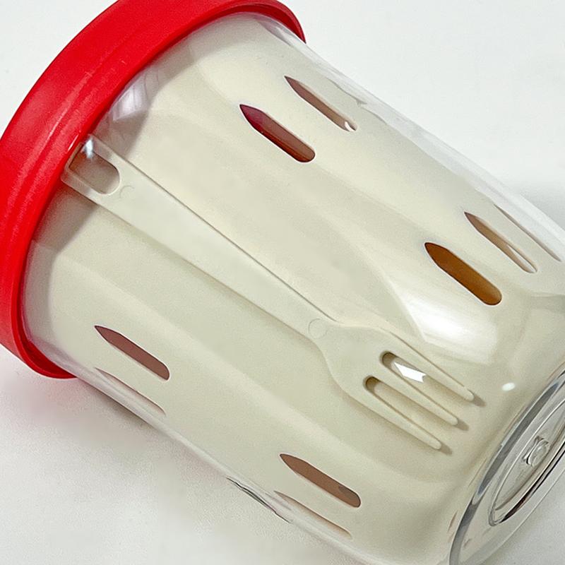 Double Wall Salad Cup Portable Leak Proof Oat Container With Fork&Handle Drain Fruit Cup Cute Breakfast Cup For Student