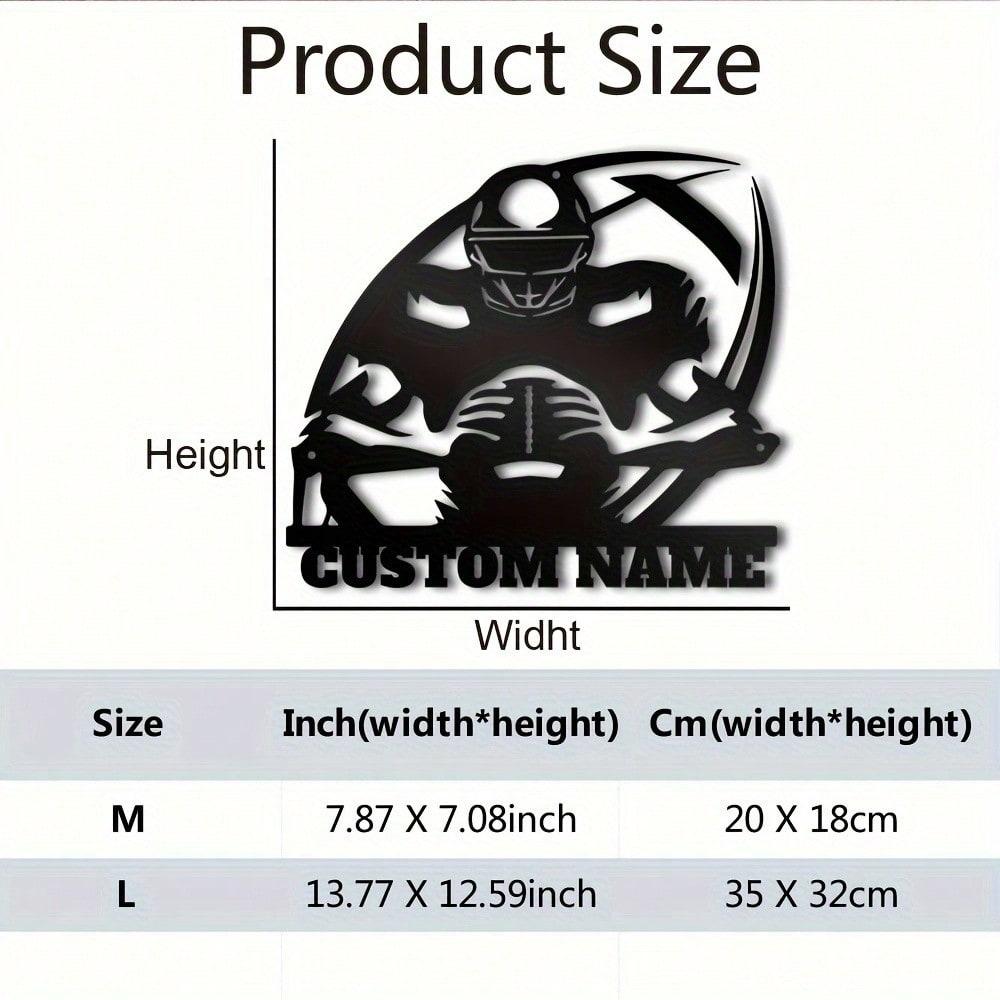 Custom American Football Metal Wall Art Sign Wrought Iron Decor Personalized Name Plate For Home Office