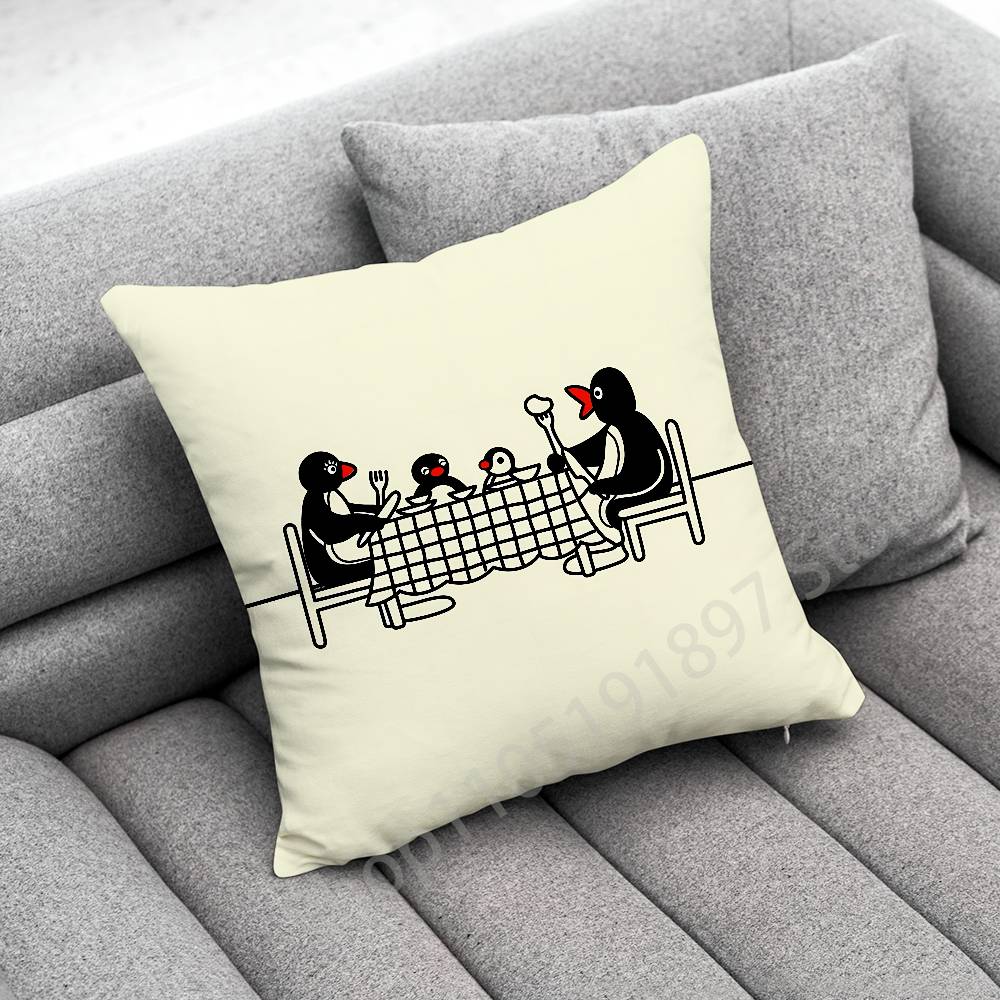 Penguin P-Pingu Funny Throw Pillow Case For 50X50Cm 40X40Cm 55X55Cm 45X45Cm 30X30Cm Square Bedroom Pillowcase Cover