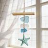 Yousheng Seaglass Hanging Decoration Handmade Bohemian Coastal Nautical Starfish Sea Glass Art Home Office Beach House Wall Ornament