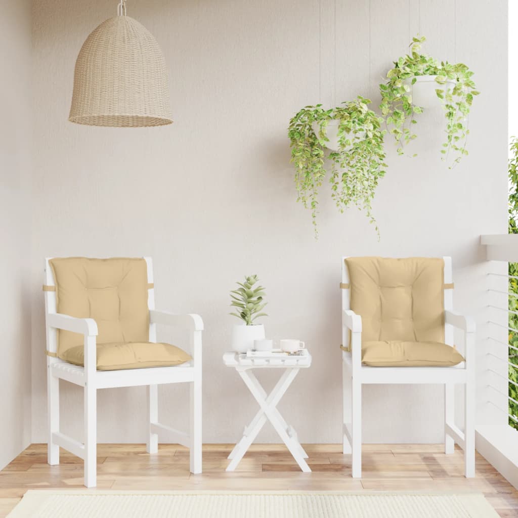 Low back Chair Cushions 4 pcs Beige Melange 100 x 50 x 7 cm Fabric