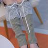 Elegant Ribbed Knit Stretch Leg Warmers Boot Covers Lace Trimmed Ribbon Bowknot Leg Sleeve Knee Length Socks for Women