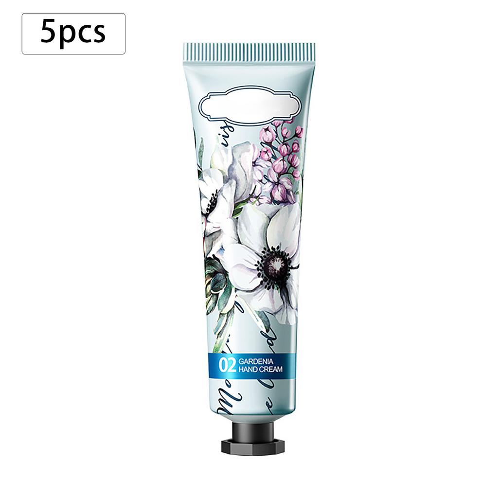 Travel-Size Hand Lotion Gift Set of 5, Moisturizing Cream with Fruity Floral Scents, Nourishing Care for Dry Cracked Hands in Winter