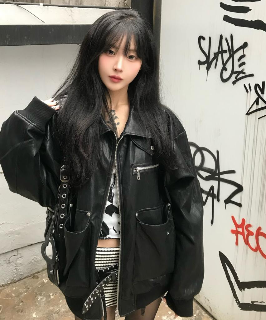 Idws Misty Leather Blouson Black