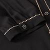 Women Stand Collar Floral Embroidery Three Quarter Sleeve Chiffon Blouse