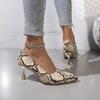 2026 New Thin Heels Shoes Women Pumps Pointed Toe Yellow Snake Prints Party Leisure Super Big