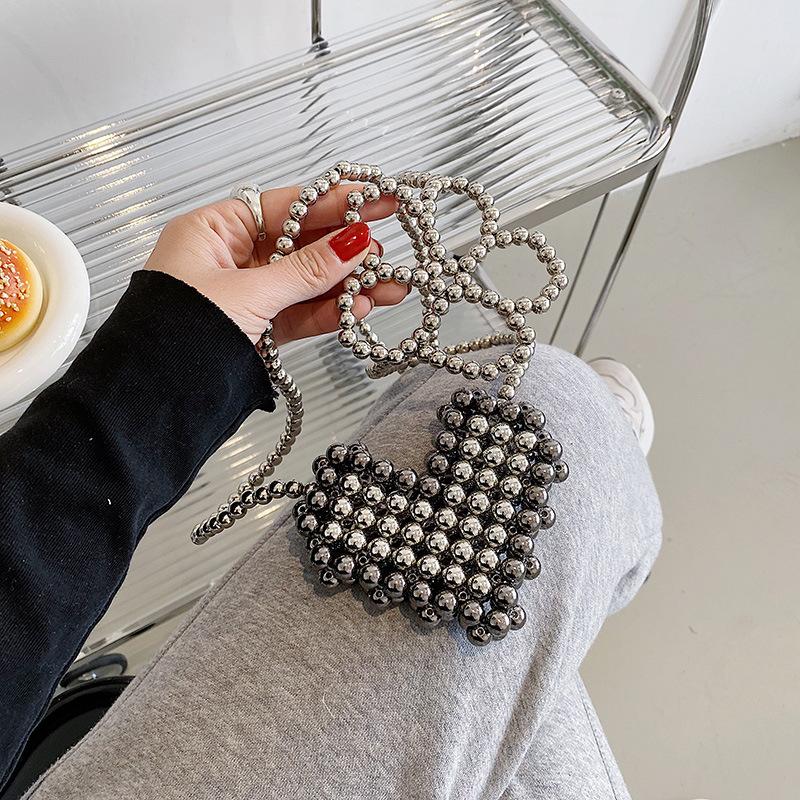 

Mini lipstick bag summer 2025 little fresh girl fashion woven pearl small fragrant wind chain crossbody love bag