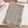 Wool Scarf for Women Knitted Yarn Solid Color Shawl for Couples Fashionable Tassel Scarf for Men