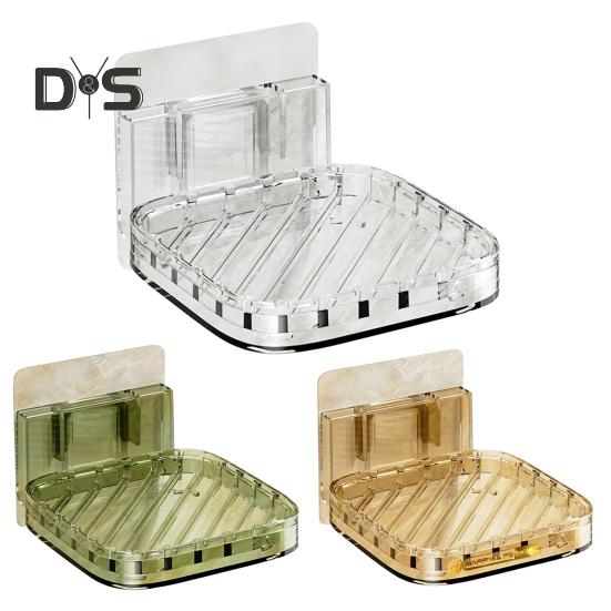 Nástěnný box na mýdlo s odnímatelnou odtokovou vaničkou Silná nosná samolepicí Stojan na mýdlové misky se snadnou instalací