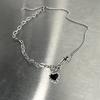 Black Love Necklace Women's Pin Personality Fashion Retro Versatile Sweater Chain Clavicle Chain Accessory Design Sense