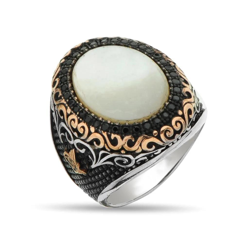 30 Styles Vintage Handmade Turkish Signet Ring For Men Women Ancient Zinc Alloy Color Black Onyx Stone Punk Rings Religious Zircon