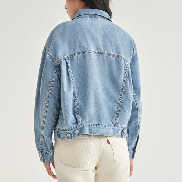 Levis Type 3 Solid Color Spliced Comfortable Long Sleeve Denim Jacket Women Jackets Light-Blue A1743-0043